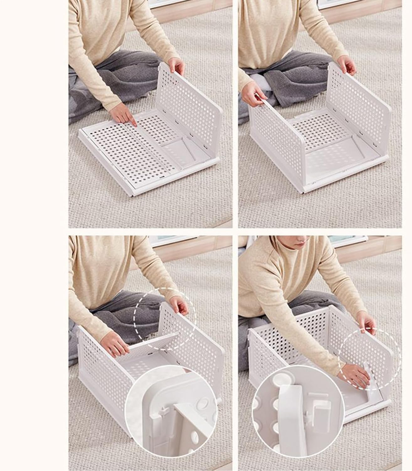 Stackable Closet Organizer - 2 Pieces Lingerie Drawer Storage Box Containers with Pull-Out Design, Transparent Stack System, Ideal for Bathroom, Kitchen, Laundry Room, Wardrobe, Bedroom