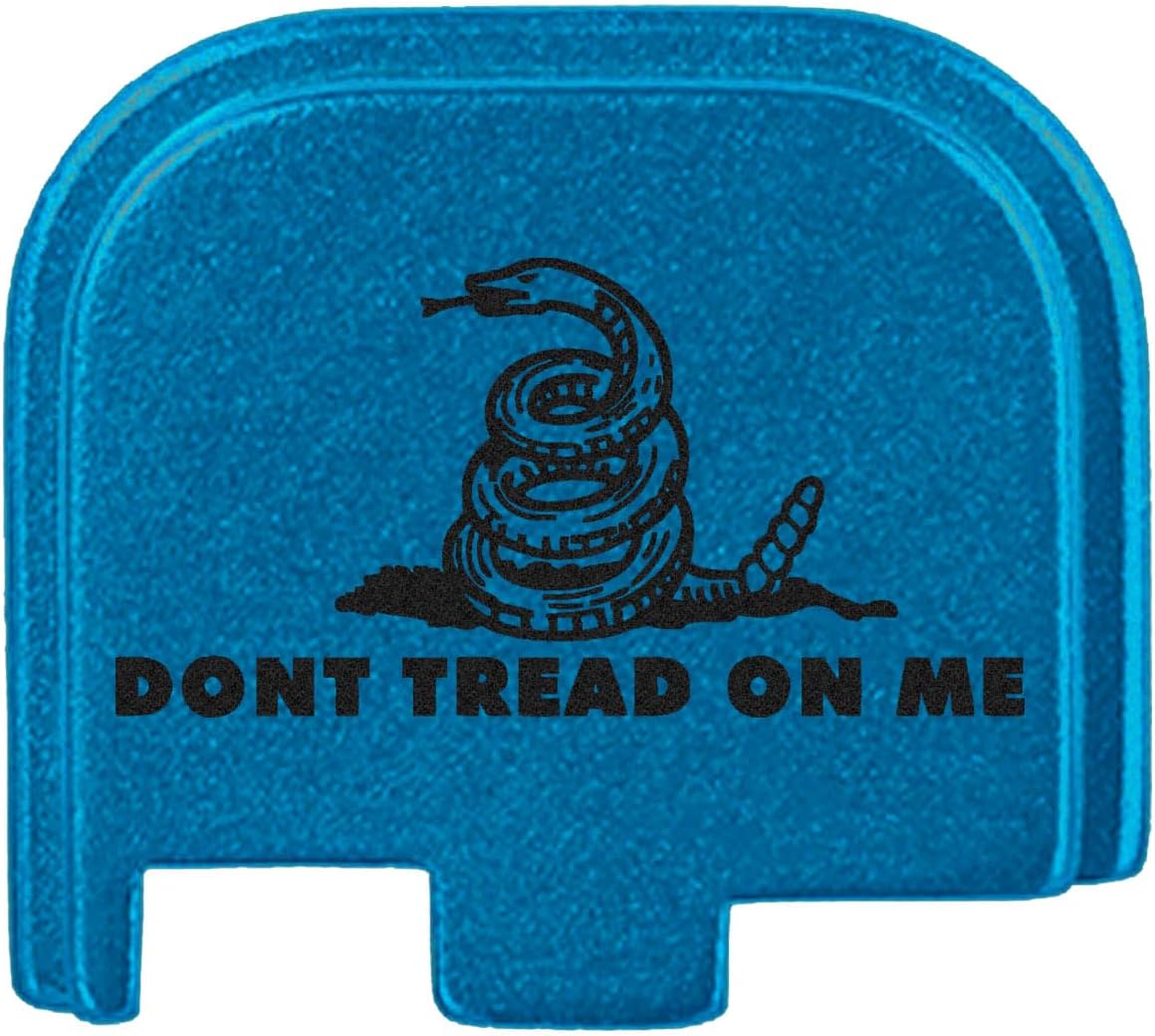 NDZ Performance Slide Cover Back Plate for Glock 43 43X 48 & PSA Dagger Micro – Aluminum Upgrade with Black Engraving – Don't Tread On Me – Blue