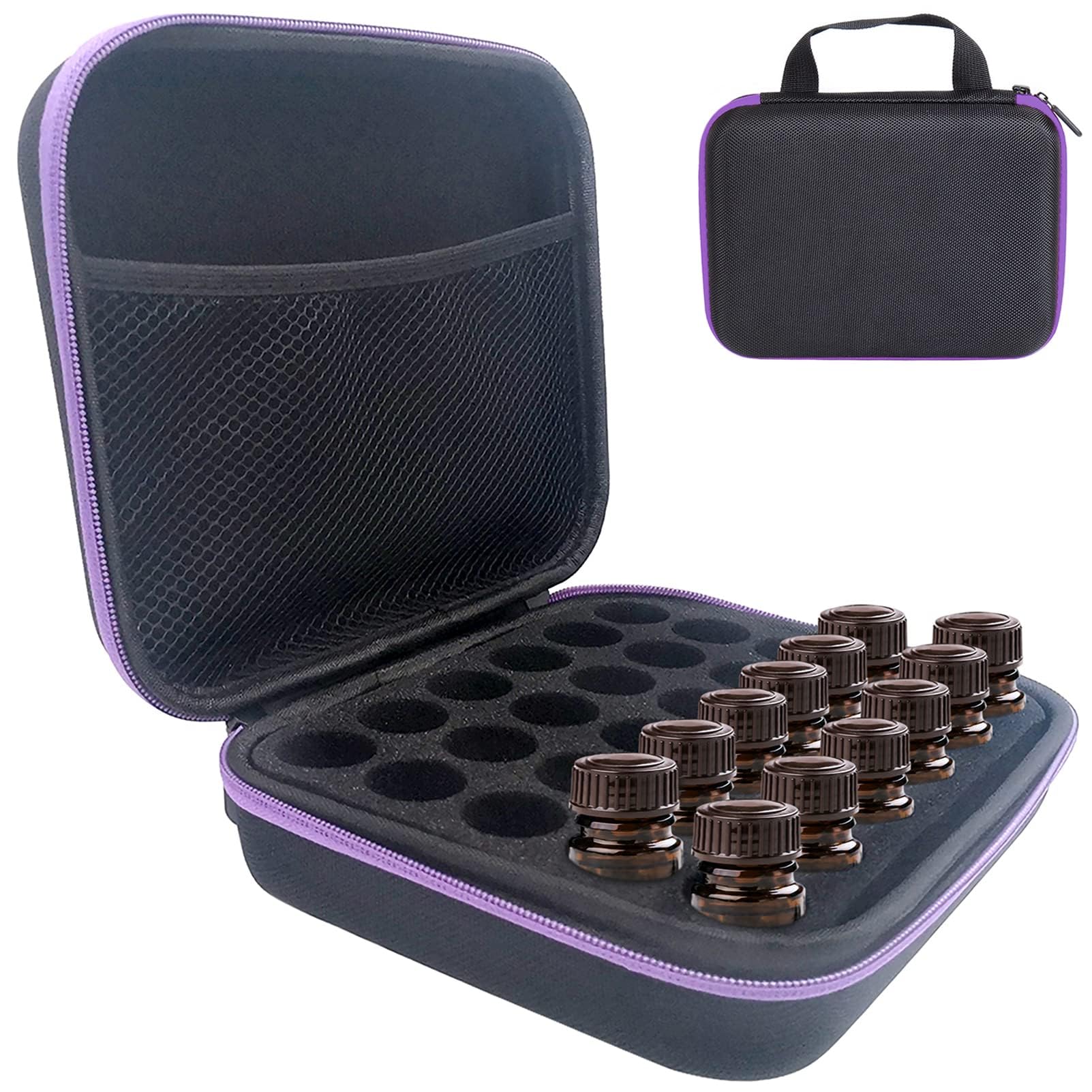 LTHERMELK Essential Oil Storage Box 30 Bottles 5ml 10ml 15ml Hard Shell Travel Essential Oil Bottle Travel Case Protect Black Travel, As Shown, Fashionable