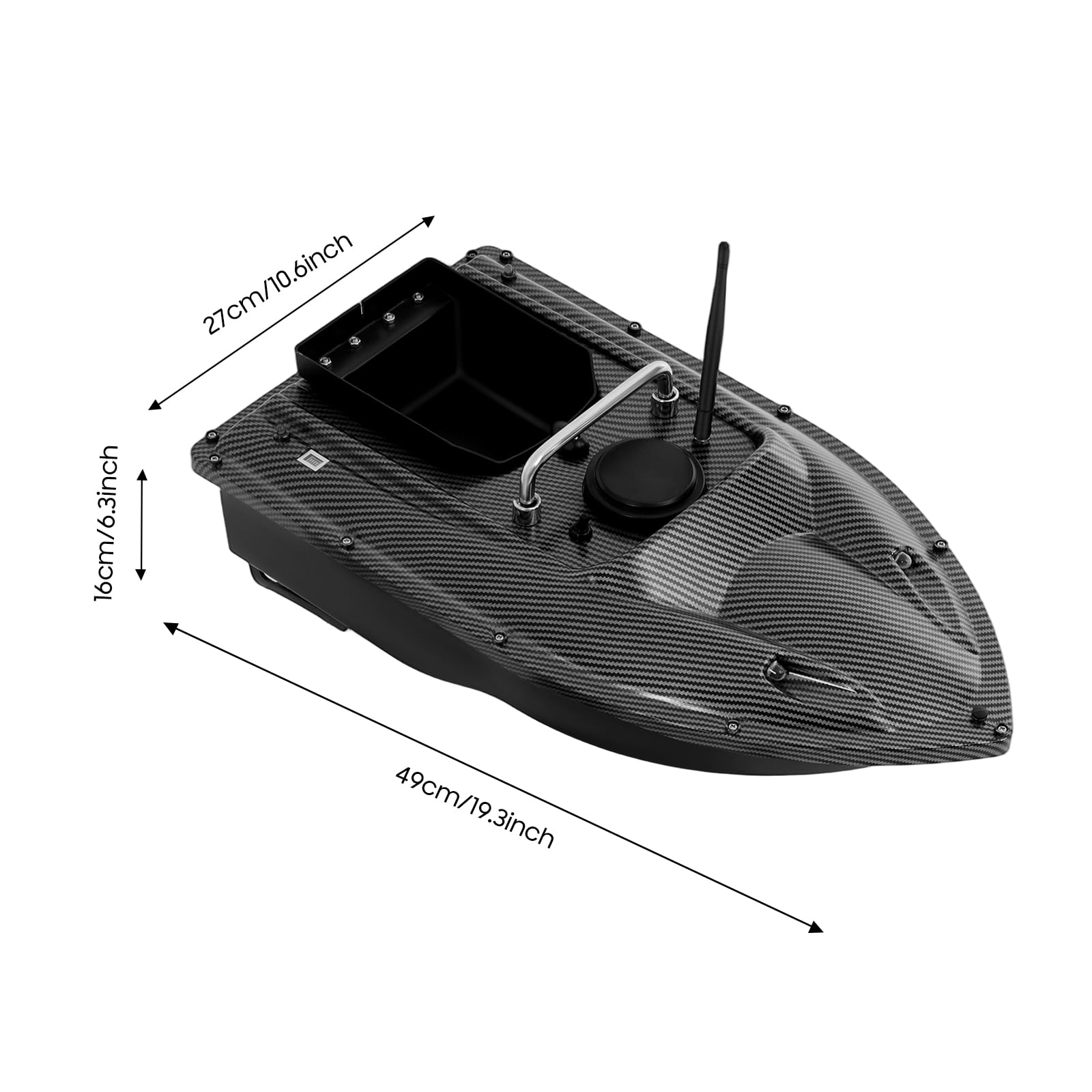 500m Barchetta per la Pesca Barca per Esche Telecomandata, Barca per Esca da Pesca con Luce LED, Capacità di Carico 1.5KG Pesca Notturna Barca per Esche con Grande Contenitore per Esche Barca