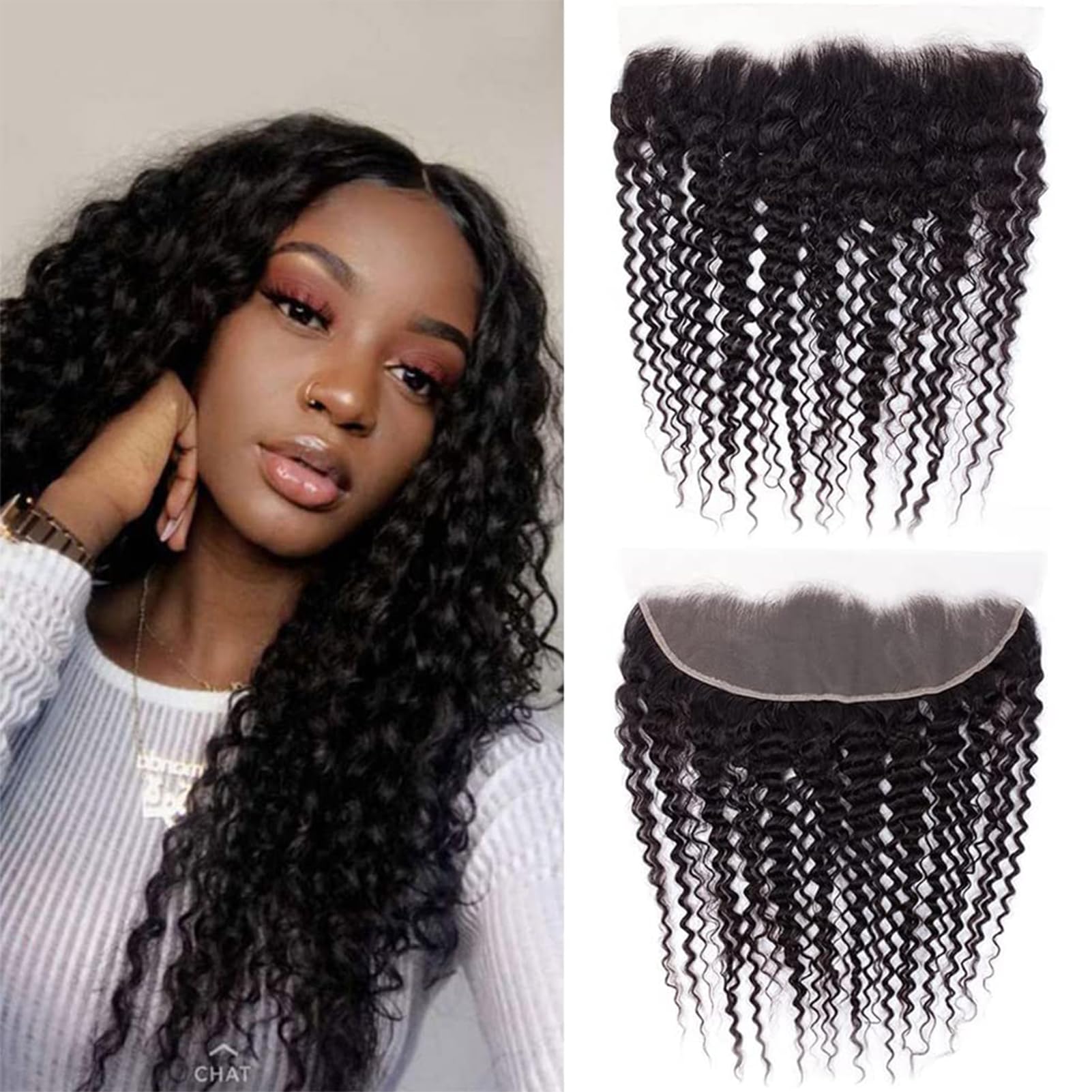 Deep Wave Lace Frontal Closure 13x4 Ear to Ear 100% Unprocessed Brazilian Virgin Human Hair Swiss Lace Frontal Closure Bleached Knots 180% Density Pre