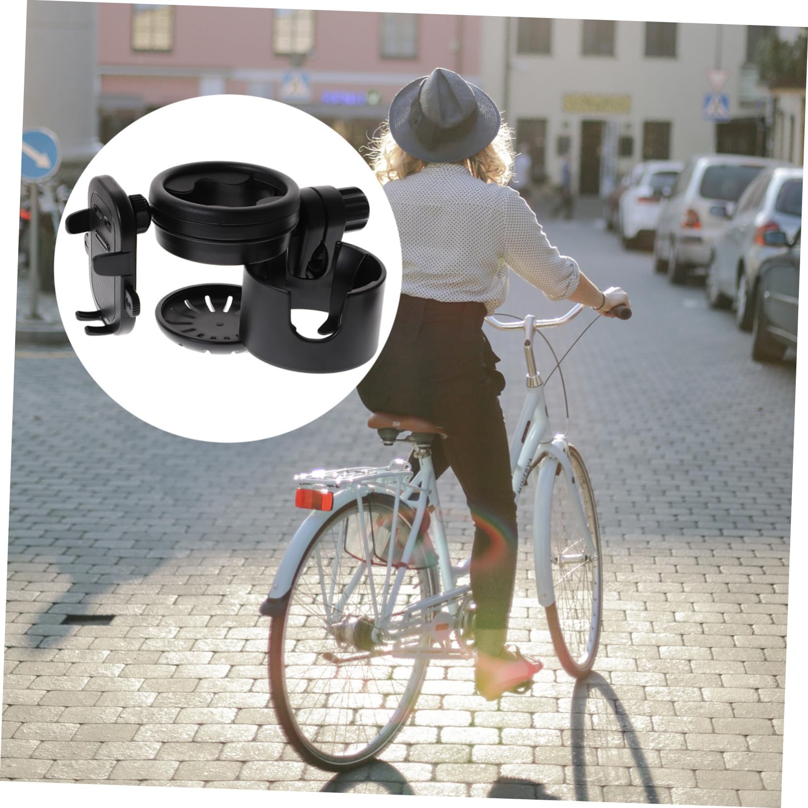 VICASKY Portabicchieri per Passeggino Nero in Plastica e Metallo, Adatto per Tazza o Borraccia, Fissaggio Sicuro Anti-rovesciamento per Uscita al Parco