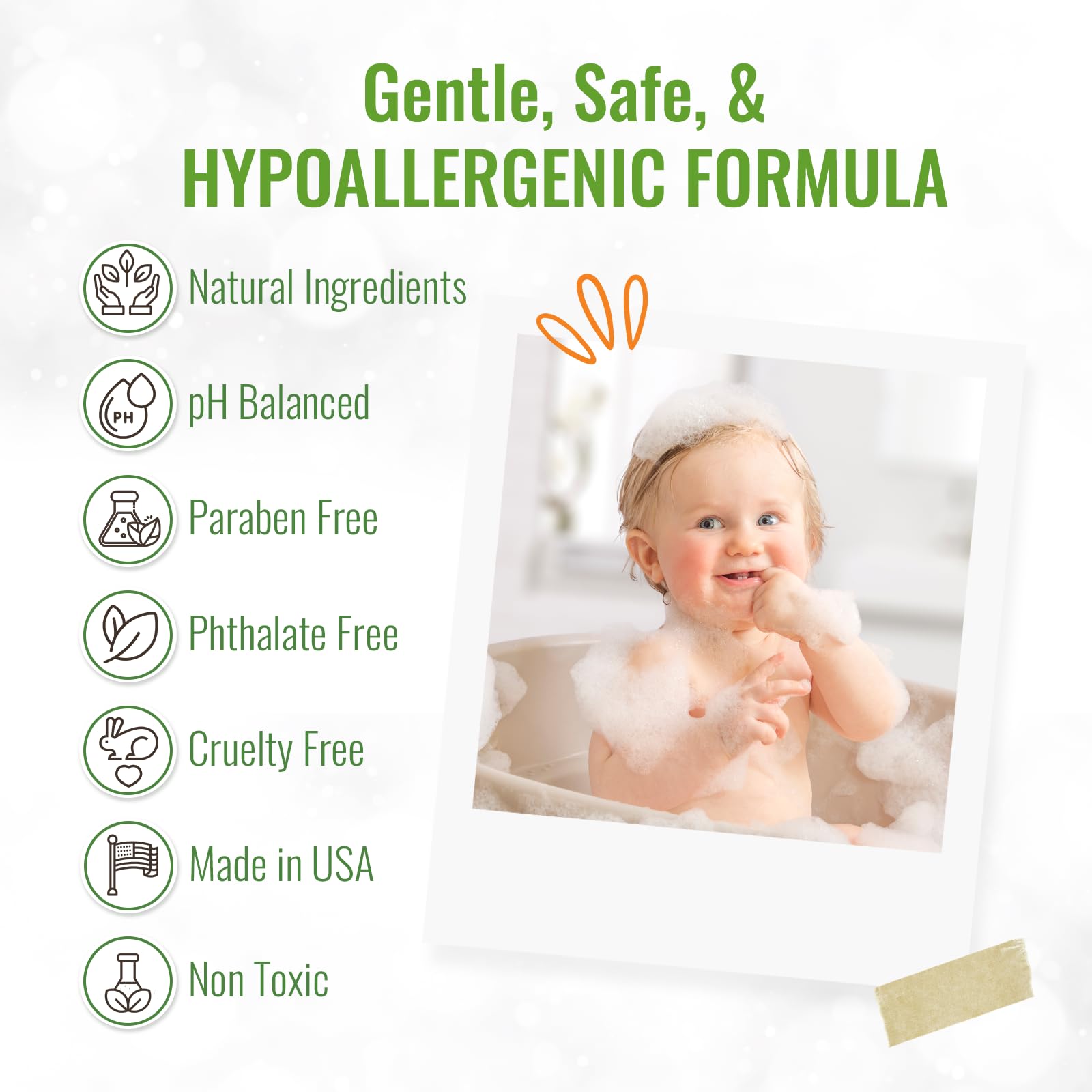 Wild Naturals Champú y gel de ducha para bebés con eccema, gel de ducha suave para niños con aloe, caléndula y miel de manuka, fórmula natural, hipoalergénico, sin irritación, para seco y