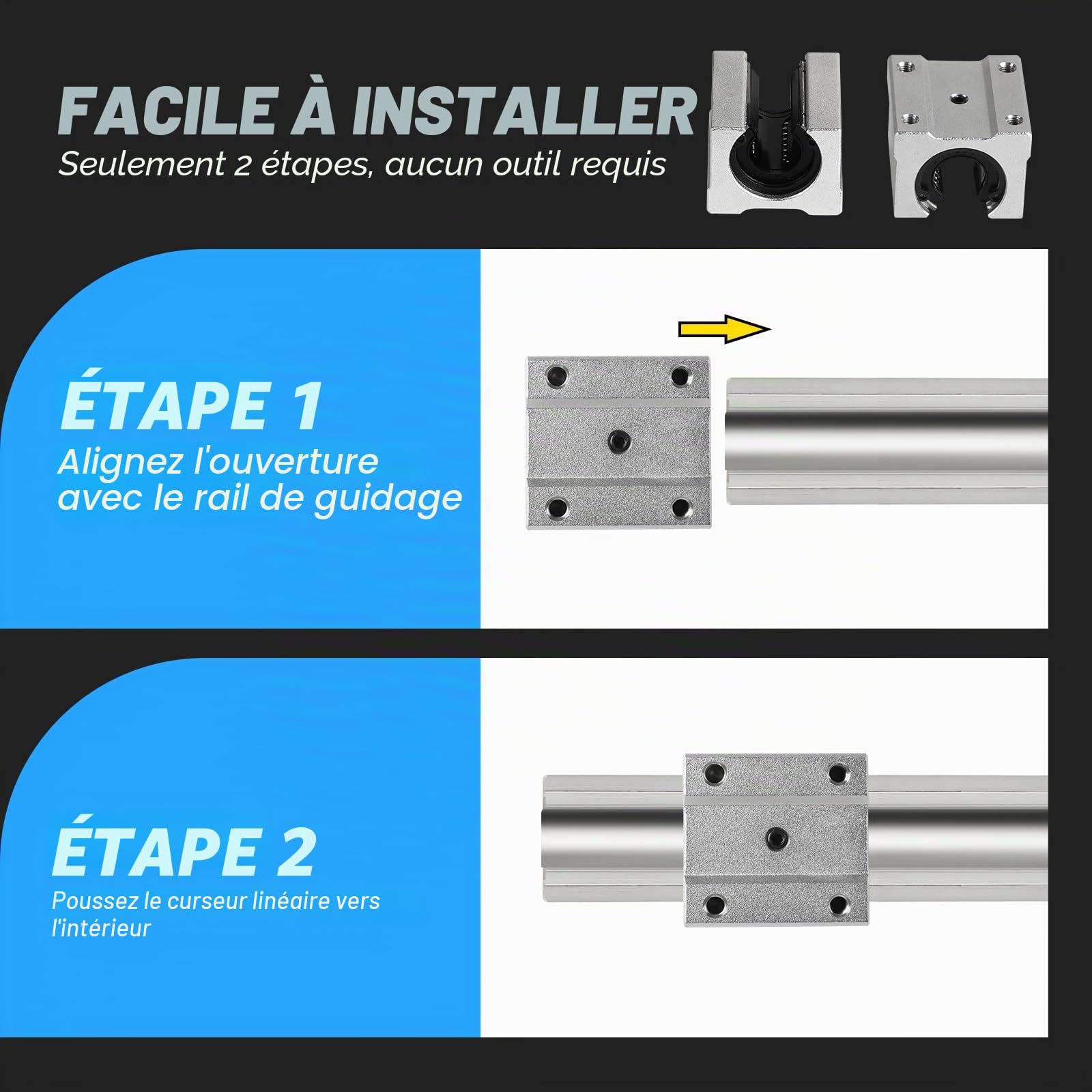 SWAWIS 4 Pièces SBR16UU Bloc Linéaire de Glissière à Roulement, Alliage d'Aluminium Matériau, pour Machines Appareils électroniques CNC