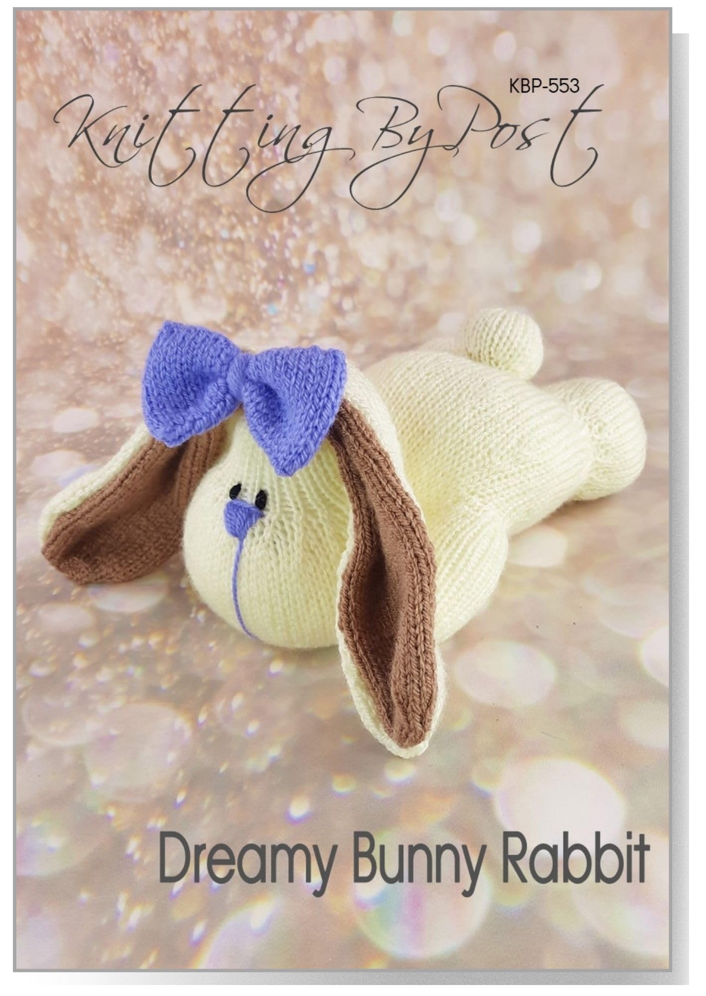 Knitting By Post Brown, Cream, Purple Knitting Pattern Leaflet For Dreamy Bunny Rabbit From Animal Easter Soft Toy A5 Leaflet