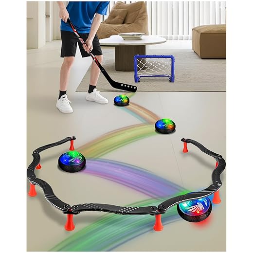 Hockey Stick Handling Trainer – Adjustable Hockey Training Equipment Set with Hover Soccer Ball, Mini Goal & Sticks – Improve Skills & Coordination for Kids & Teens