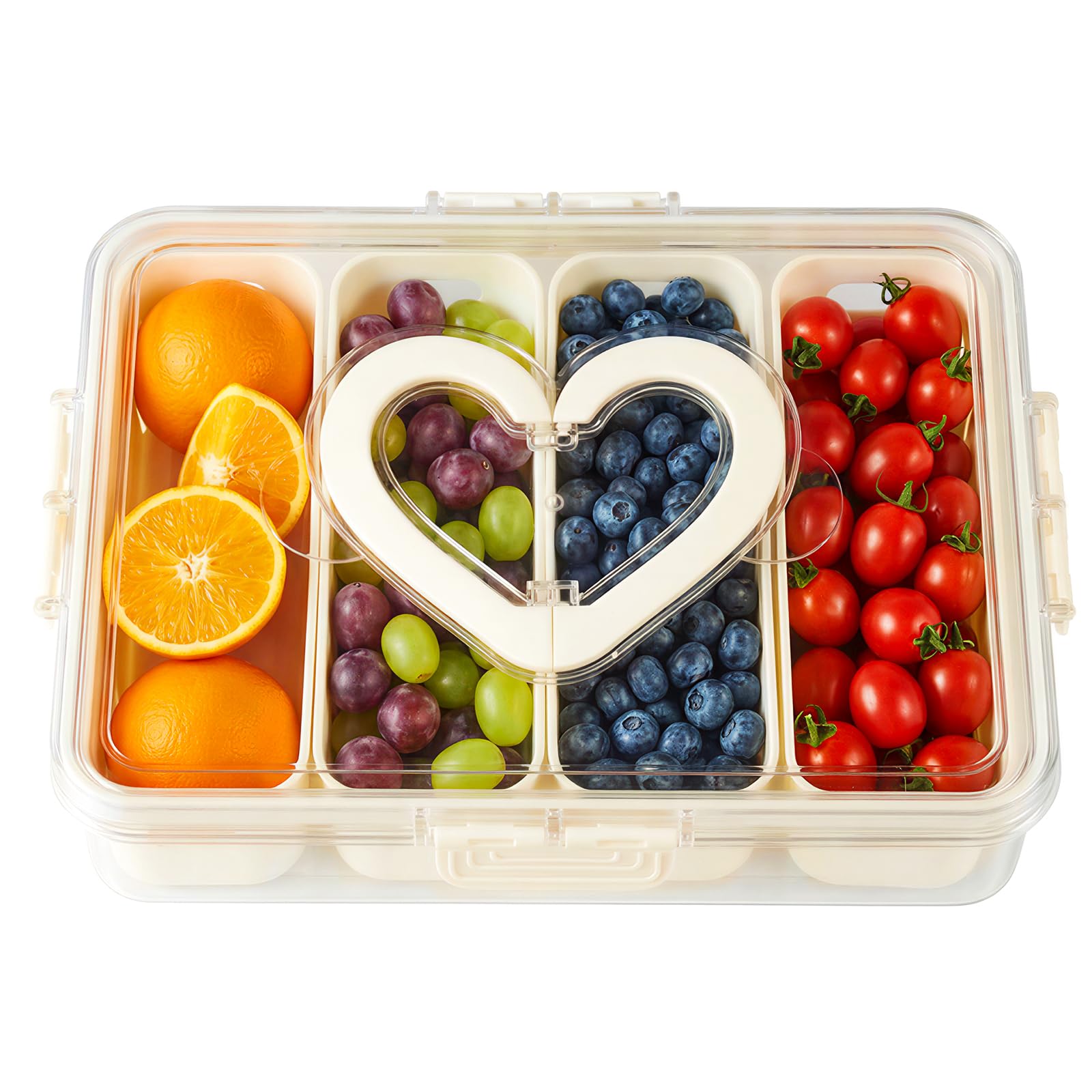 Otopone Fridge Organisers, Airtight Food Storage Container with 4 Removable Compartments Keeps Fruit and Vegetables Fresh