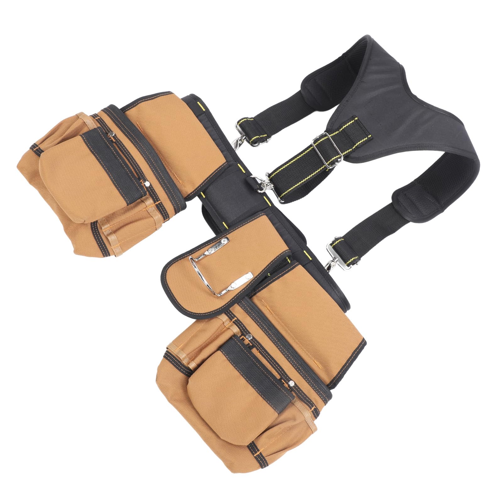 Cinturón de herramientas de construcción ajustable, bolsa de herramientas de carpintero profesional, cinturón de tela Oxford 1200D con múltiples bolsillos y soporte de cinta de
