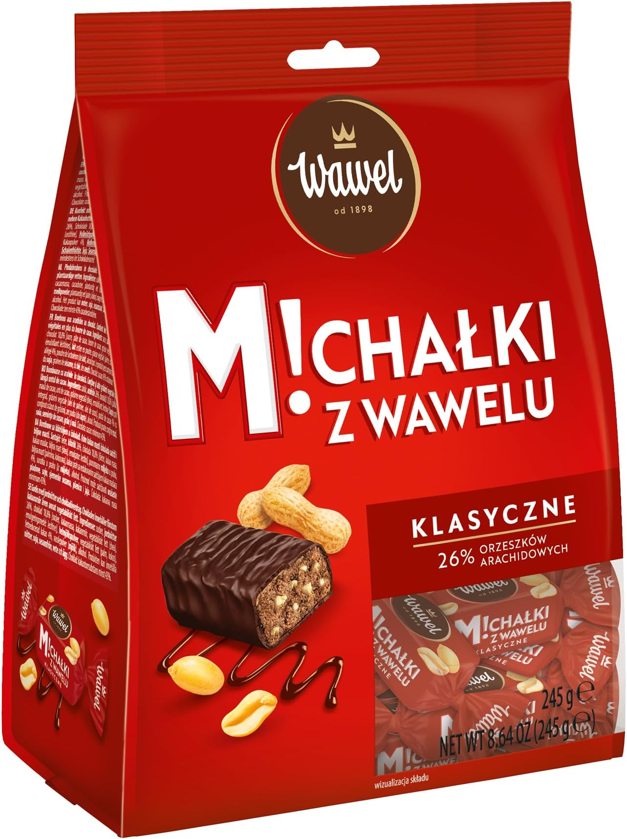 Wawel Michalki z Wawelu Chocolate Coated Peanut Candies 245g