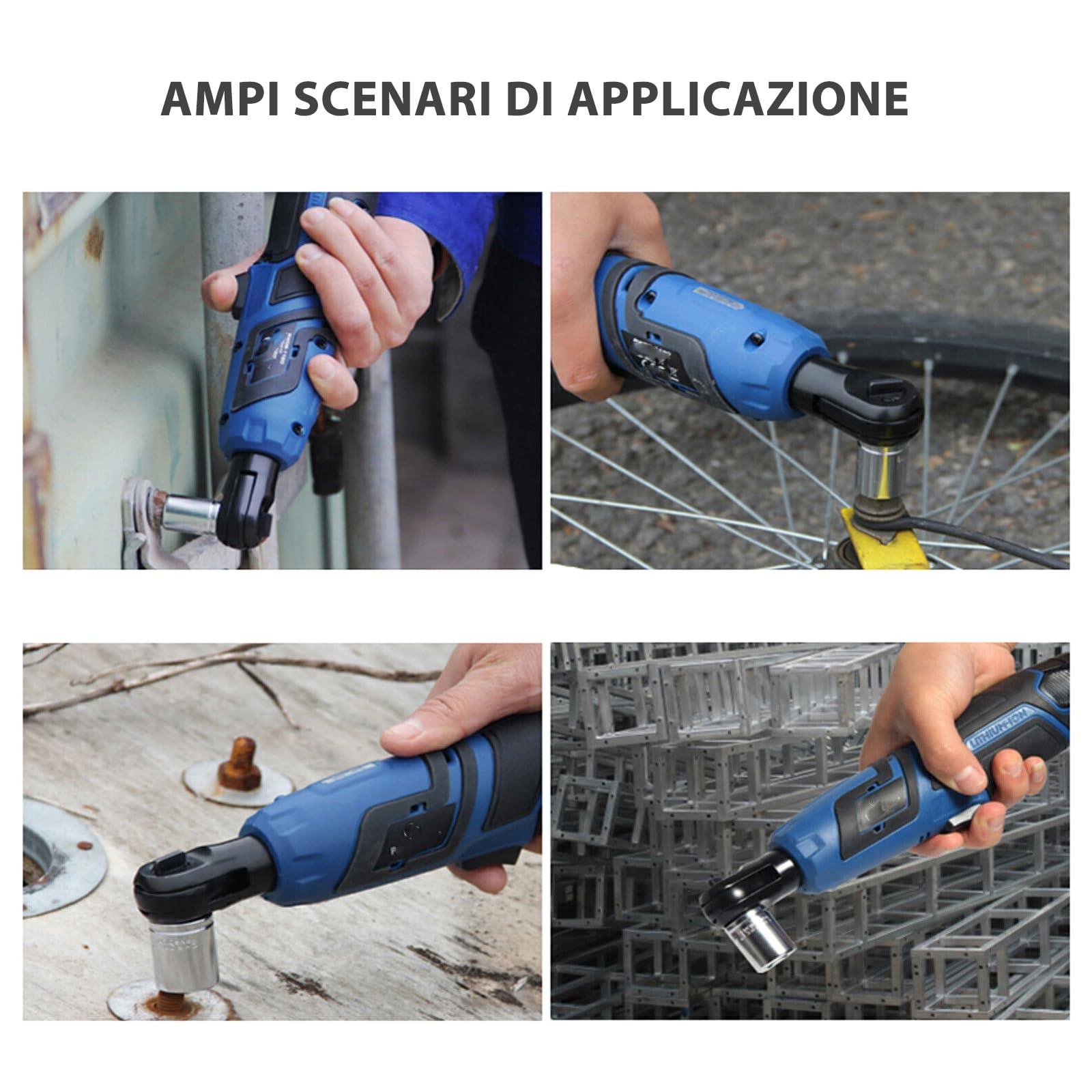 Set Chiave A Cricchetto Elettrica 12V - 60Nm, 180 RPM, Con 2 Batterie E 10 Bussole, Ideale Per Meccanici E Fai Da Te - Foto 8