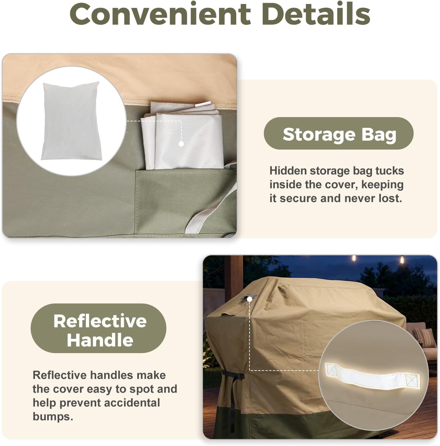 BBQ 3-6 Burners Gas Grill Cover 65 Inch, 600D Waterproof Polyester Barbecue Grill Cover with Adjustable Buckle Straps and Attached Storage Bag