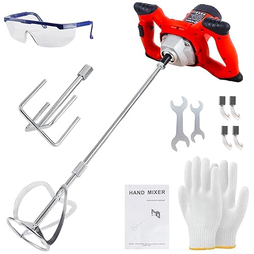 YSJWAER Electric Cement Concrete Mixer - 2300W Handheld Mud Mixer 6 Adjustable Speed for Mixing Cement Mortar Paint Plaster Fodder