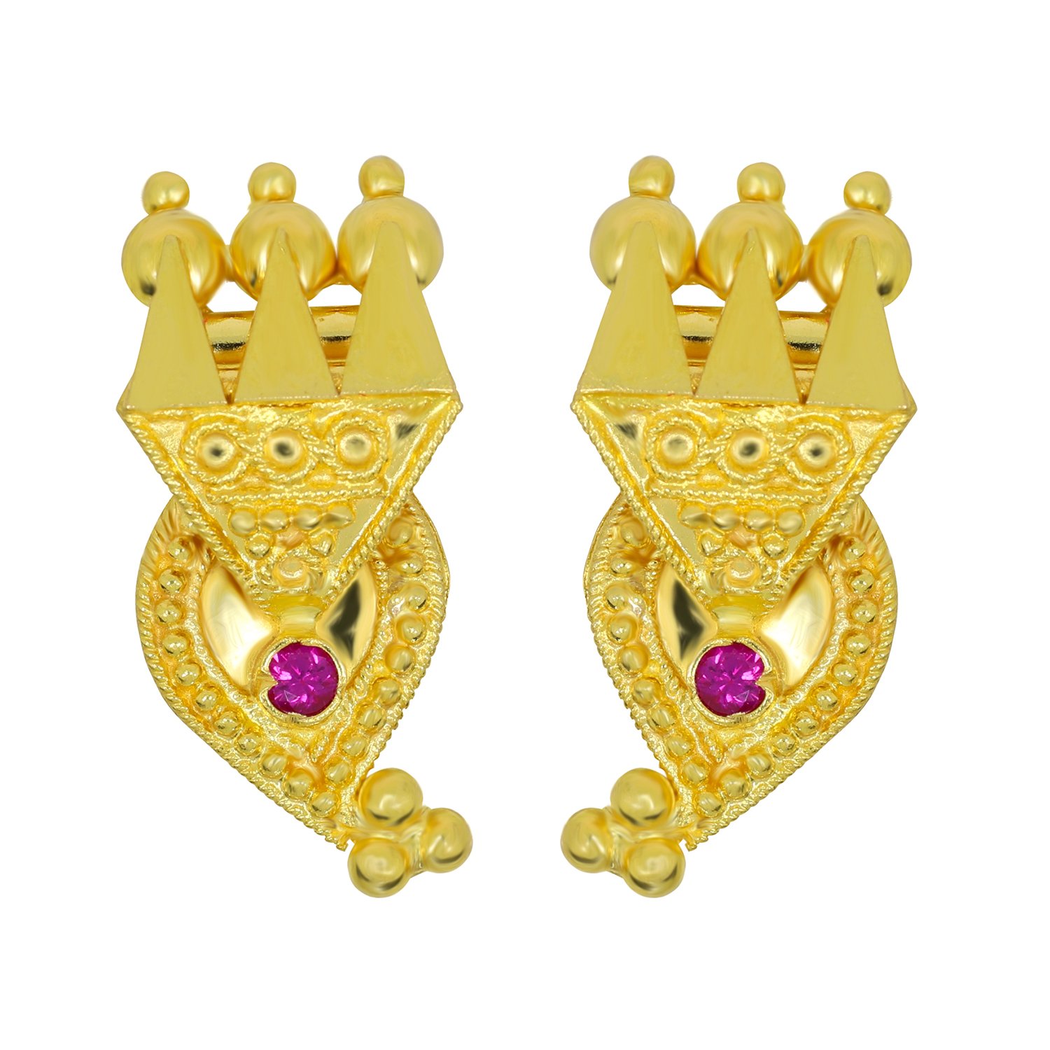 22KT Yellow Gold Stud Earrings for Girls-image-16