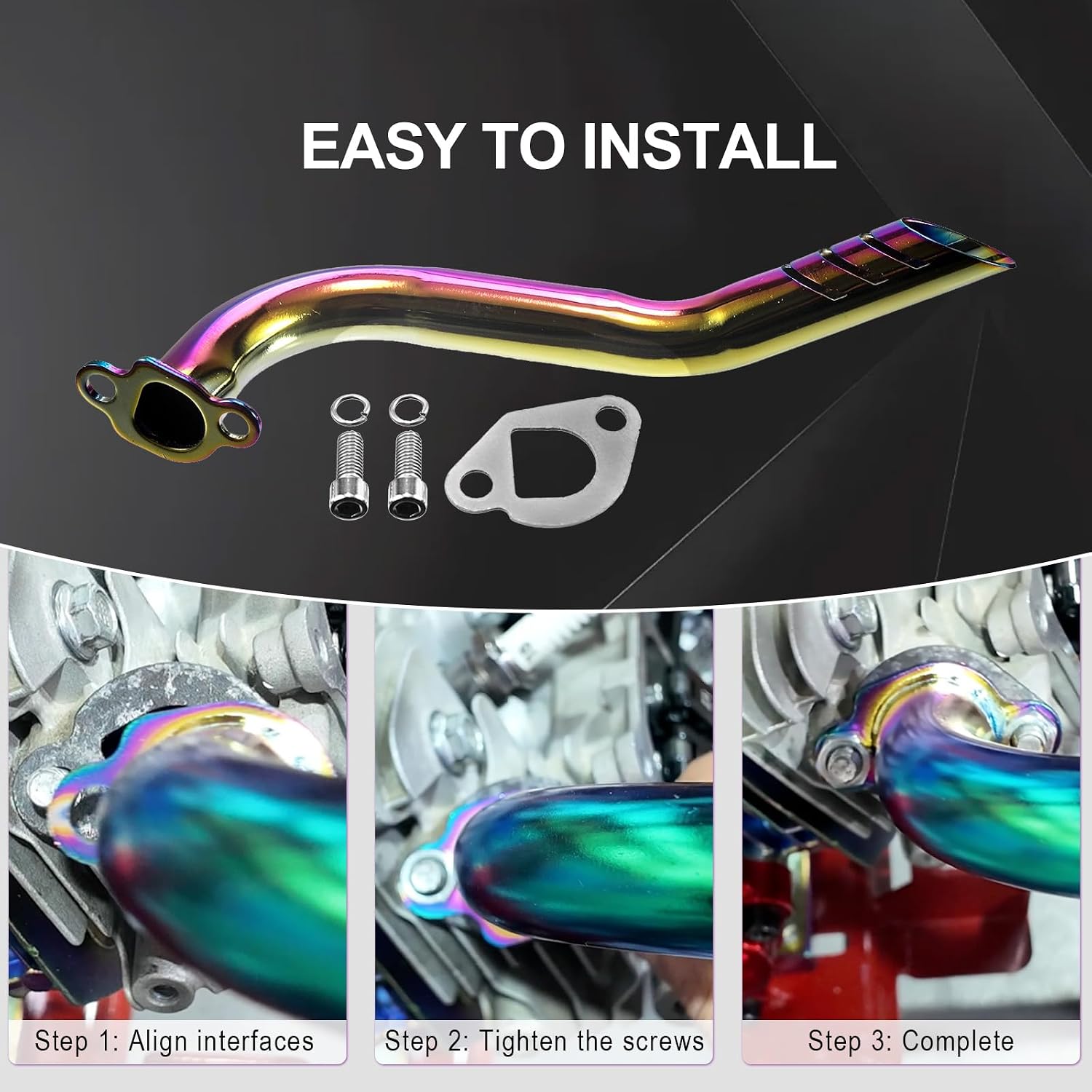 Exhaust Header Pipe Kit For Predator 212cc 224cc 196cc For Coleman CT200u CT200u-ex BT200X KT196 6.5hp Baja Warrior MB200 GX160 GX200 Clone Engine Go Kart Mini Bike Colorful