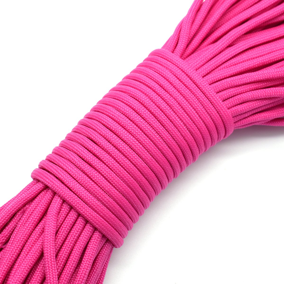 100ft Type III 7 Strand Core Paracord 550 Parachute (60# Dark Pink)