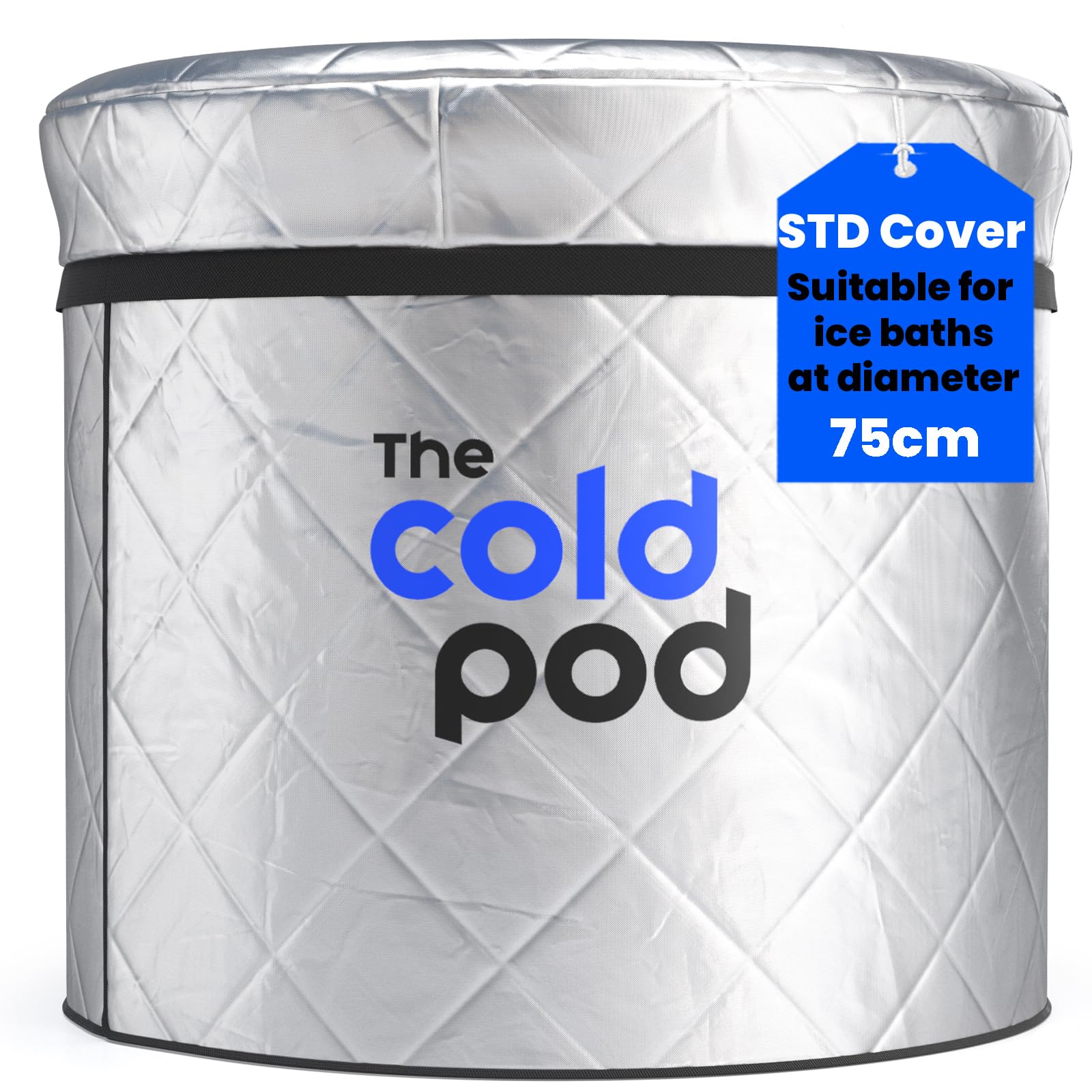 The Cold Pod Ice Bath Tub Cover 75cm / 320L: Insulated and Silver UV Heat Reflective Cold Plunge Tub Cover,Water Proof and Zip Up All Weather Resistant Protective Lid