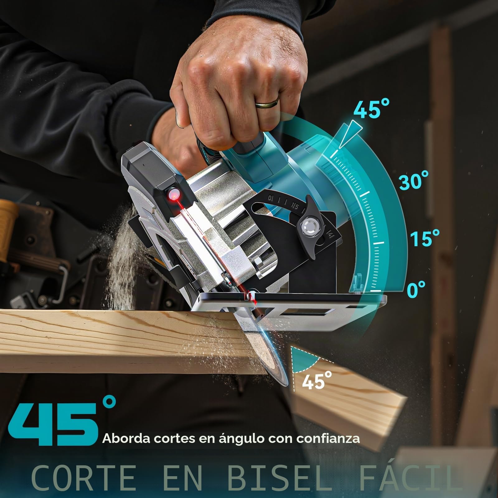 LIVOWALNY Sierra Circular Compatible con Ma-kita 18V Baterías, Sierra Circular de Mano 66mm con Hoja Sierra Ø165 x Ø20mm, ángulo Inclinación Ajustables sin Herramientas (Solo Herramienta)-Azul
