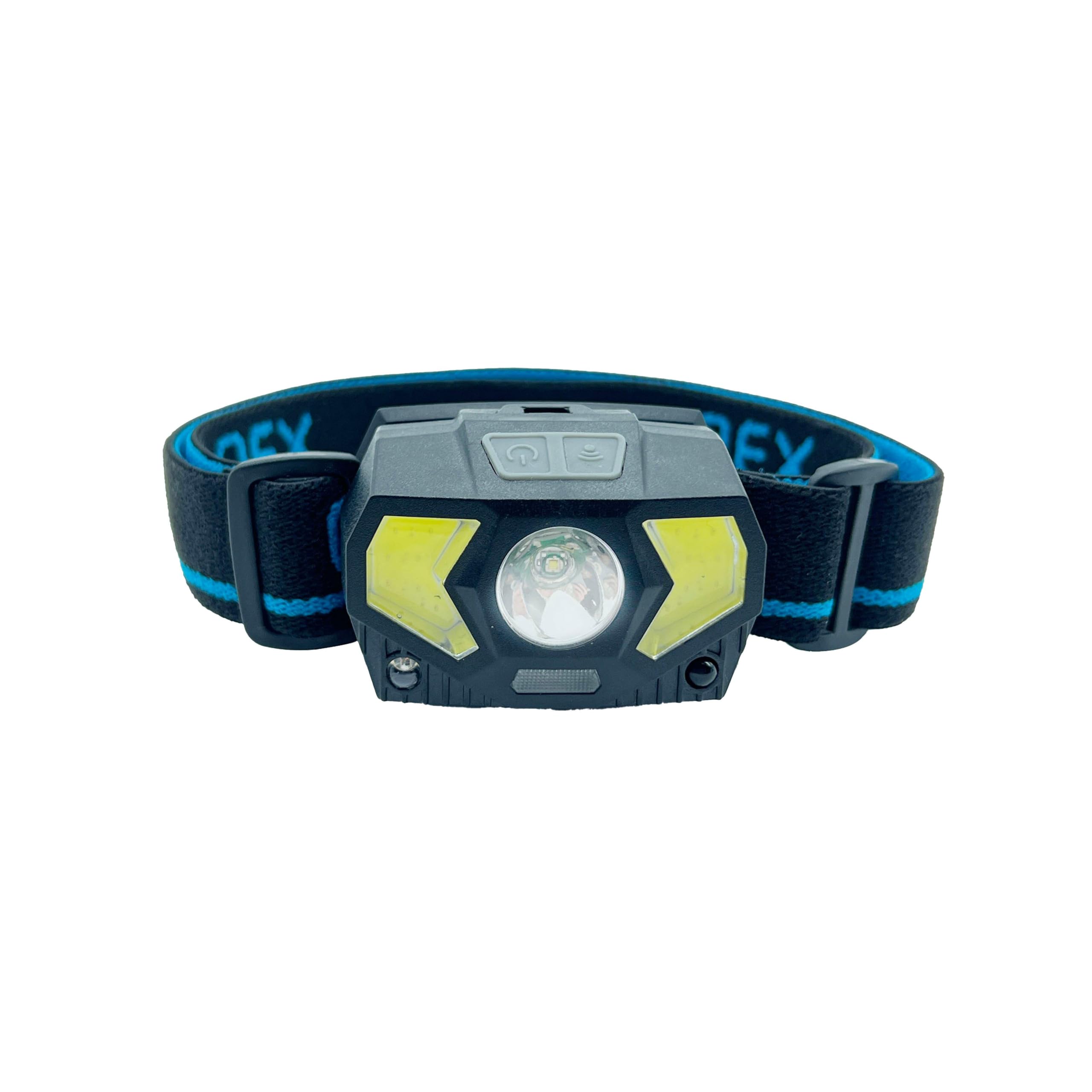 OEX 300 Lumen Rechargeable Head Torch with Sensor Control and 3 Modes, Lightweight and Compact Head Lamp, Running Head Torch, Camping Accessories