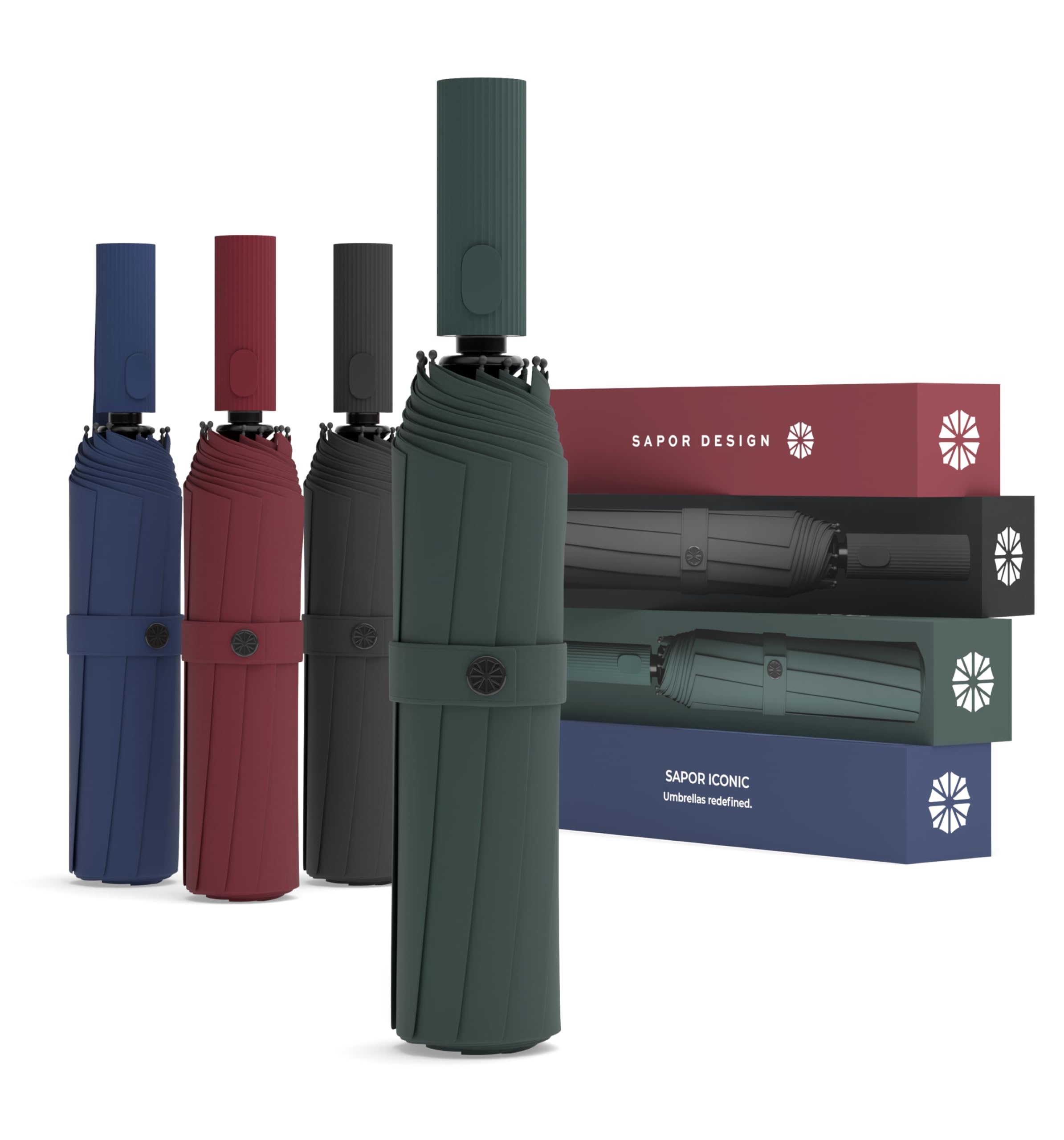 Premium Regenschirm mit Lotus Effekt | sturmfest, windsicher, Auf-Zu-Automatik | edler & eleganter Schirm | stilvoller Taschenschirm (Umbrella) | ICONIC