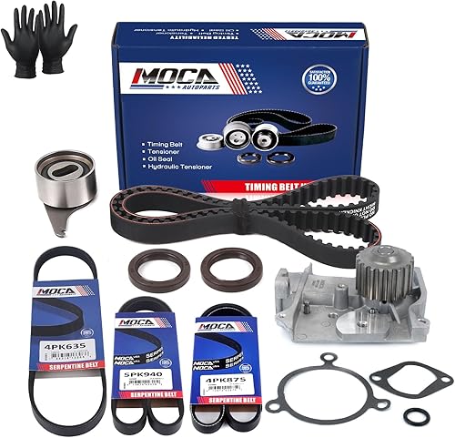 MOCA Kit de correa de distribución para bomba de agua, correa serpentina, ajuste 1986-1987 para Mazda 626 2.0L L4 SOHC