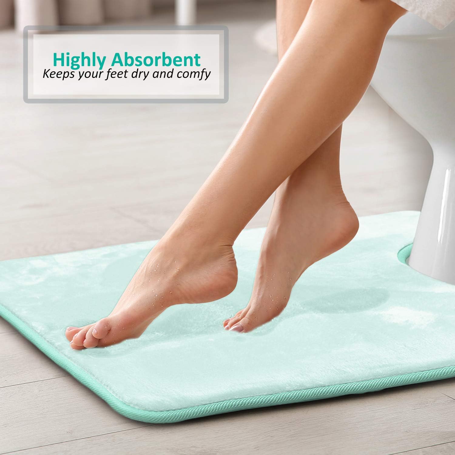 Clara Clark Bathroom Rug 36" x 24"- Bathroom Rugs, Memory Foam Bath Mat, Plush, Cozy, Ultra Soft, Non Slip, Machine Washable, Quick Dry - Light Blue