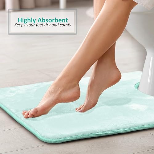 Miniatura 4 de Clara Clark Solid Collection - Juego de alfombras de baño de espuma viscoelástica, 3 piezas, antideslizantes, absorbentes, suaves, alfombra de baño