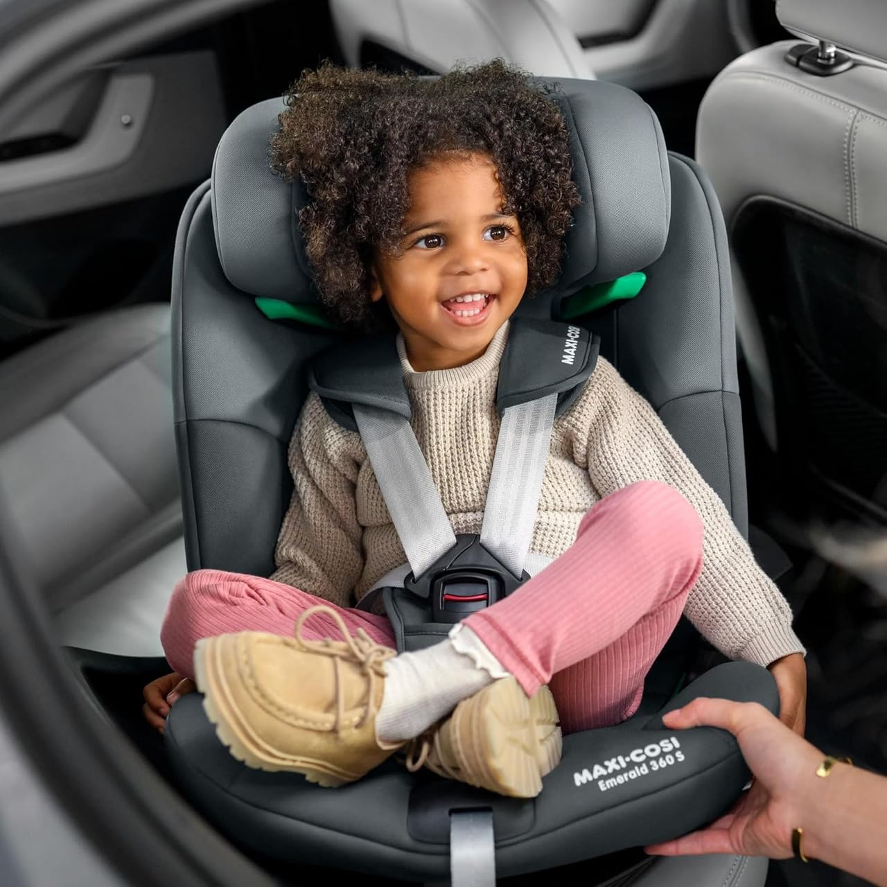Maxi-Cosi Emerald 360 S i-Size, Silla coche 360 giratoria 0-12 años (40-150 cm), 360° FlexiSpin, Silla coche bebé, 4 posiciones reclinación, Protección contra impactos laterales G-CELL, Tonal Truffle