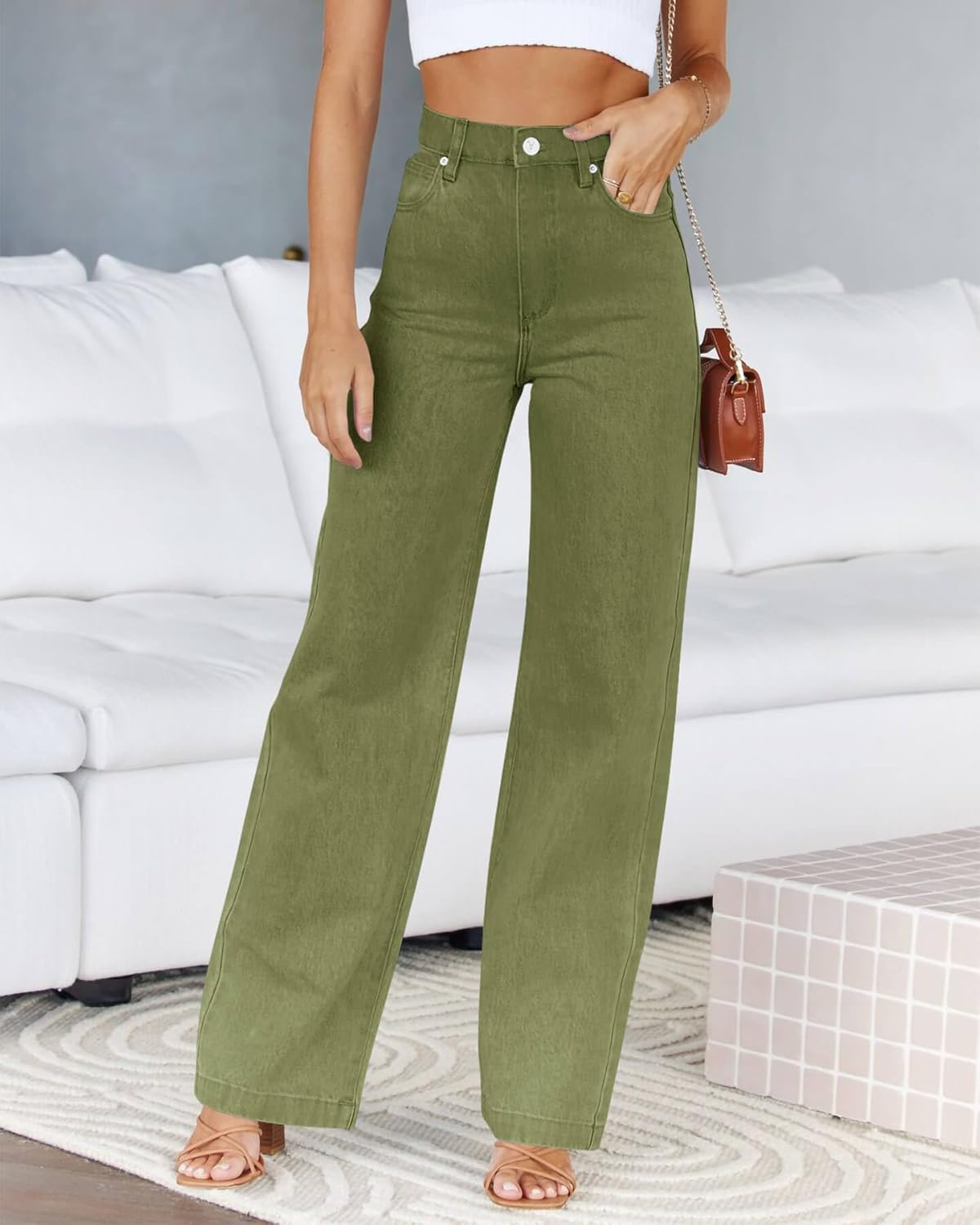 Cicy Bell Women's High Waisted Jeans Boyfriend Baggy Straight Leg Casual Denim Pants with Pockets - Image 3