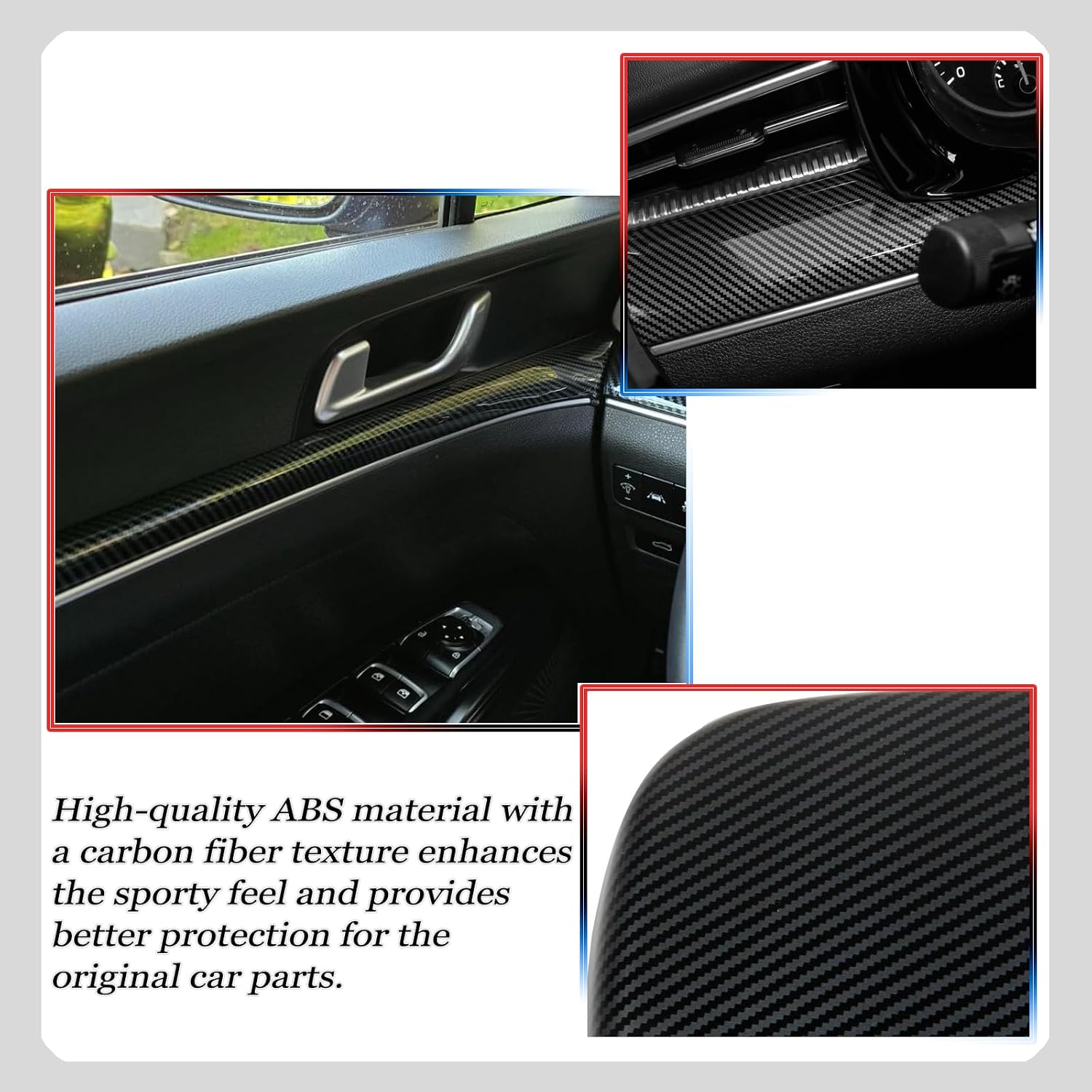 Door Panel Trim,for Kia K5 2021-2024 EX & GT Models Only, Carbon Fiber Door Panel Trim Accent Kit, Interior Door Dash Decor Strip Set,Glossy 3D Sticky Back Sport Accessories