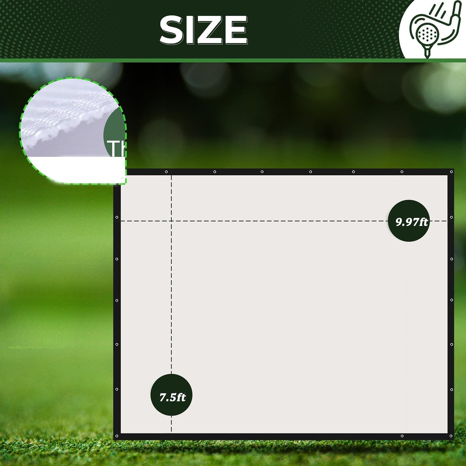 Schermo resistente per simulatore di golf, resistente schermo HD per proiettore, per allenamento, ispessito e ammortizzato per un supporto ottimale