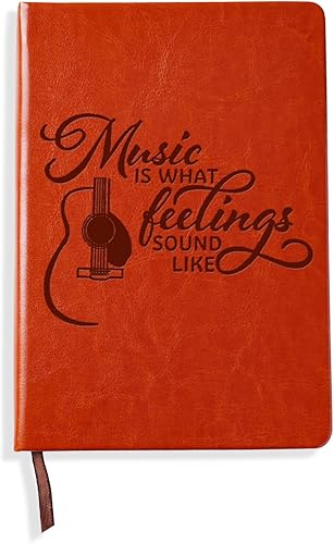 Music is What Feelings Sound Like Leather Journal Notebook Music Teacher Gift Musical Note Charm Leather Journal Gift (Música)