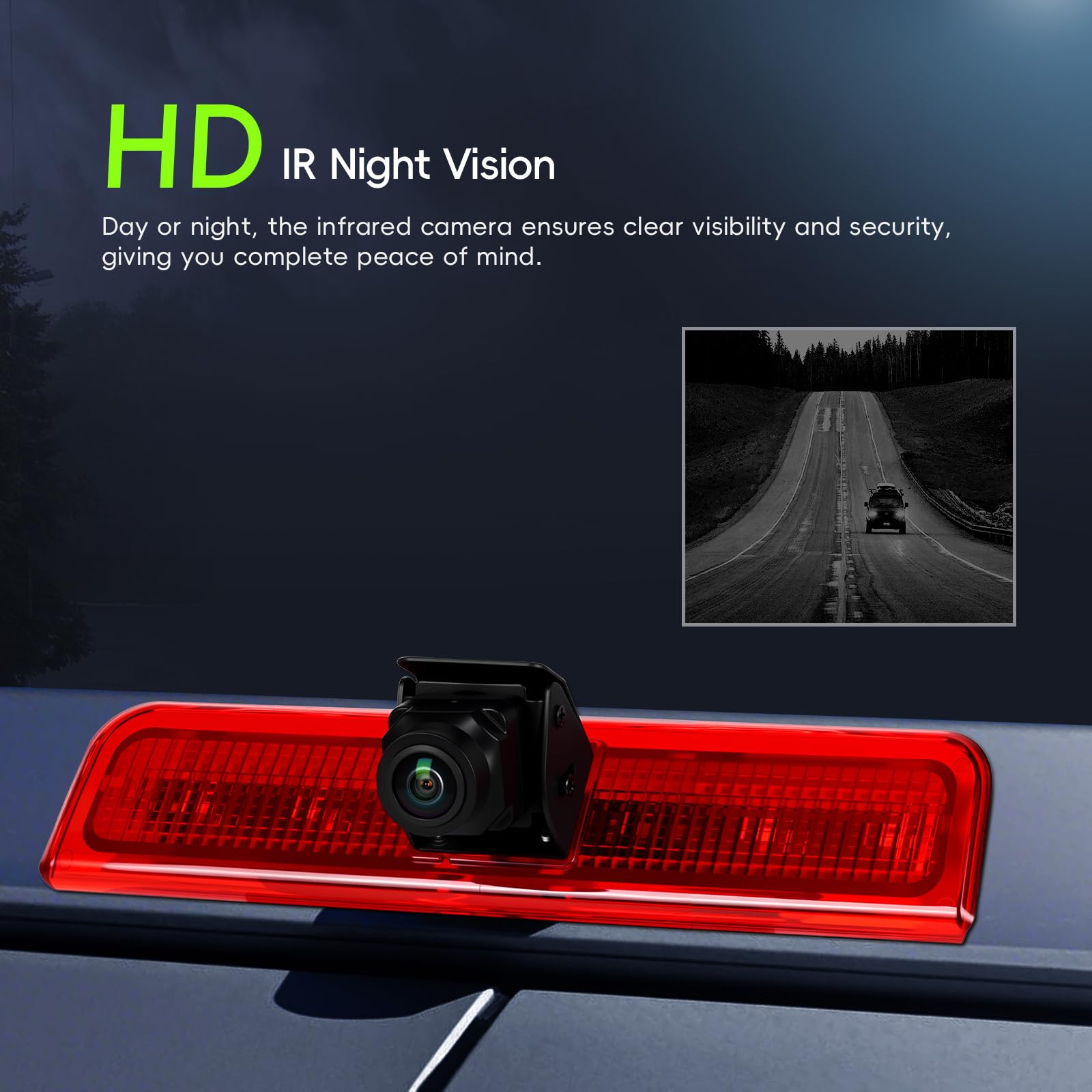 CAMECHO Cámara Trasera con luz de Freno HD con Visión Nocturna, Cámara Resistente al Agua IP67 para VW Caddy 2003-2015, luz de Freno con Ggran Angular de 140°, 12 V, conexión por Cable de 10 m