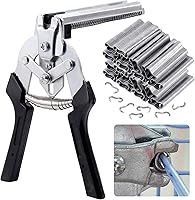 Vista 1 de Alicates de anillo de uñas tipo M Hog con 1200 piezas de acero galvanizado M clips para cercas Jaulas Malla Fijar Instalar