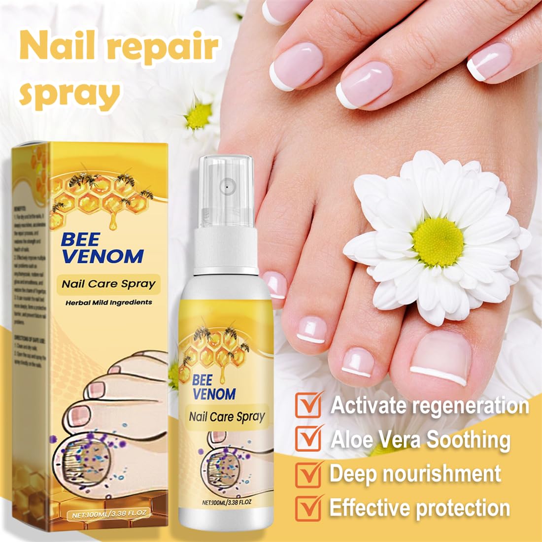 1 PCS Spray Soin des Ongles 100 ml - Pour protéger les ongles, renforcer les cuticules, réparer les ong-les,Sérum Ong-les et Pédicure,spray defense.