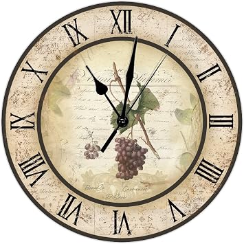 Vintage French Kitchen Clock, 12 Inch, Battery Operated, Non-Ticking, Roman Numerals, Retro Wall Decor, Perfect for Kitchen, Living Room, Office, Bedroom
