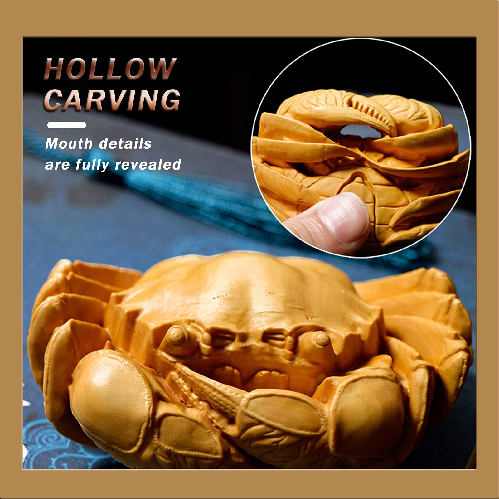 Amazon.co.jp: ツゲの木彫りのカニ手作り茶寵工芸品手作りのテーブル