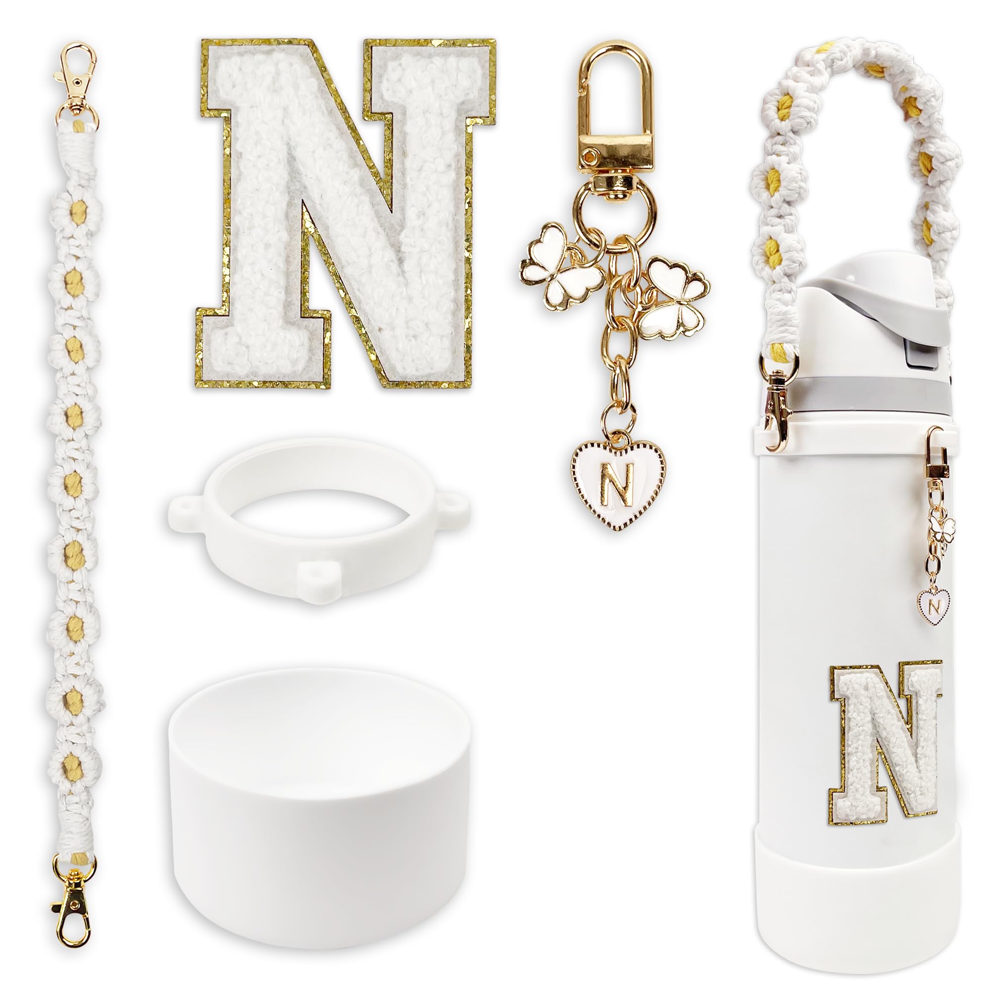 SITKOL Silicone Boot Cute Monogram Set Compatible with Owala Water Bottle 24 oz, 32 oz, 40 oz - Perfect Letter Owala Accessories for Owala Tumbler,