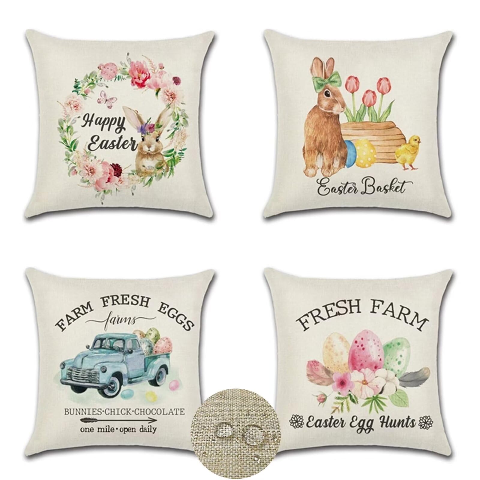 Federe Cuscini Divano 60x60cm Set di 4 Cuscini per Divano in Lino Cuscini Esterno Quadrato Doppio Lato Estate Impermeabili Pulcino d'auto Cuscini Decorativi,per Divano Soggiorno Sedia Letto Blu OW1480