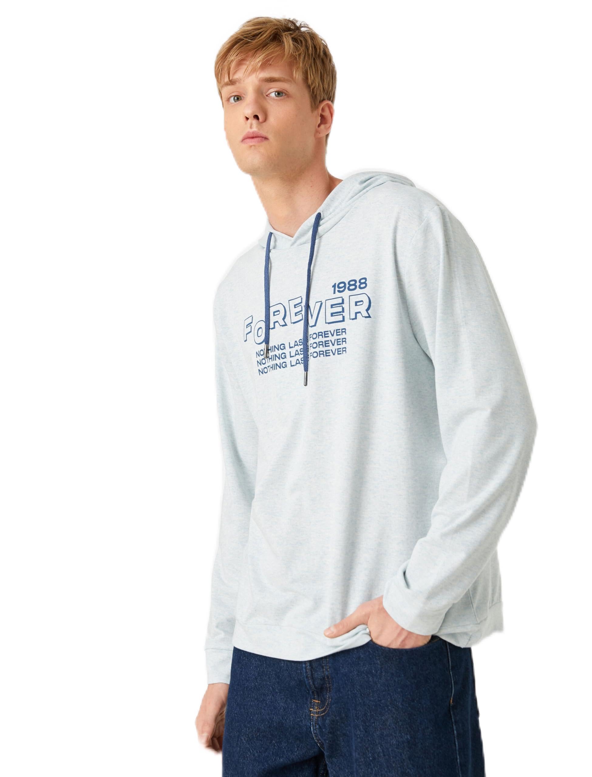 Baskılı Kapşonlu Sweatshirt Şardonlu