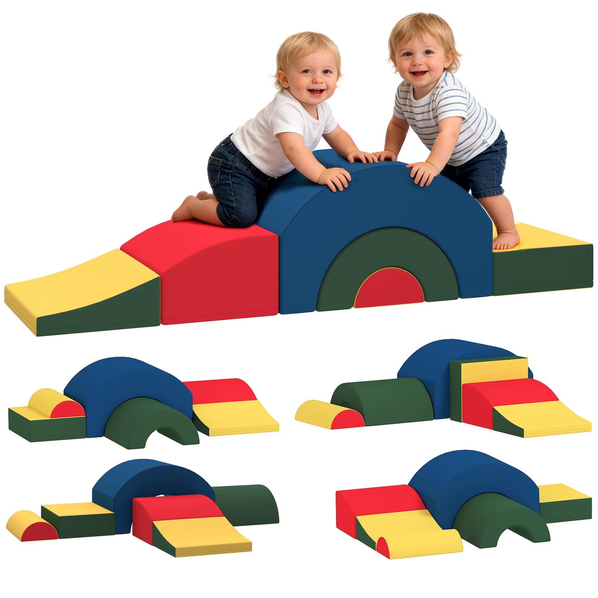 AIYAPLAY - Juego de motrices para bebé, 5 unidades, módulo de espuma EVA, multicolor | Cubierta de Recubrimiento de PU, Bloques de Espuma de Construcción, Juguetes Educativos, Niños en Edad Preescolar