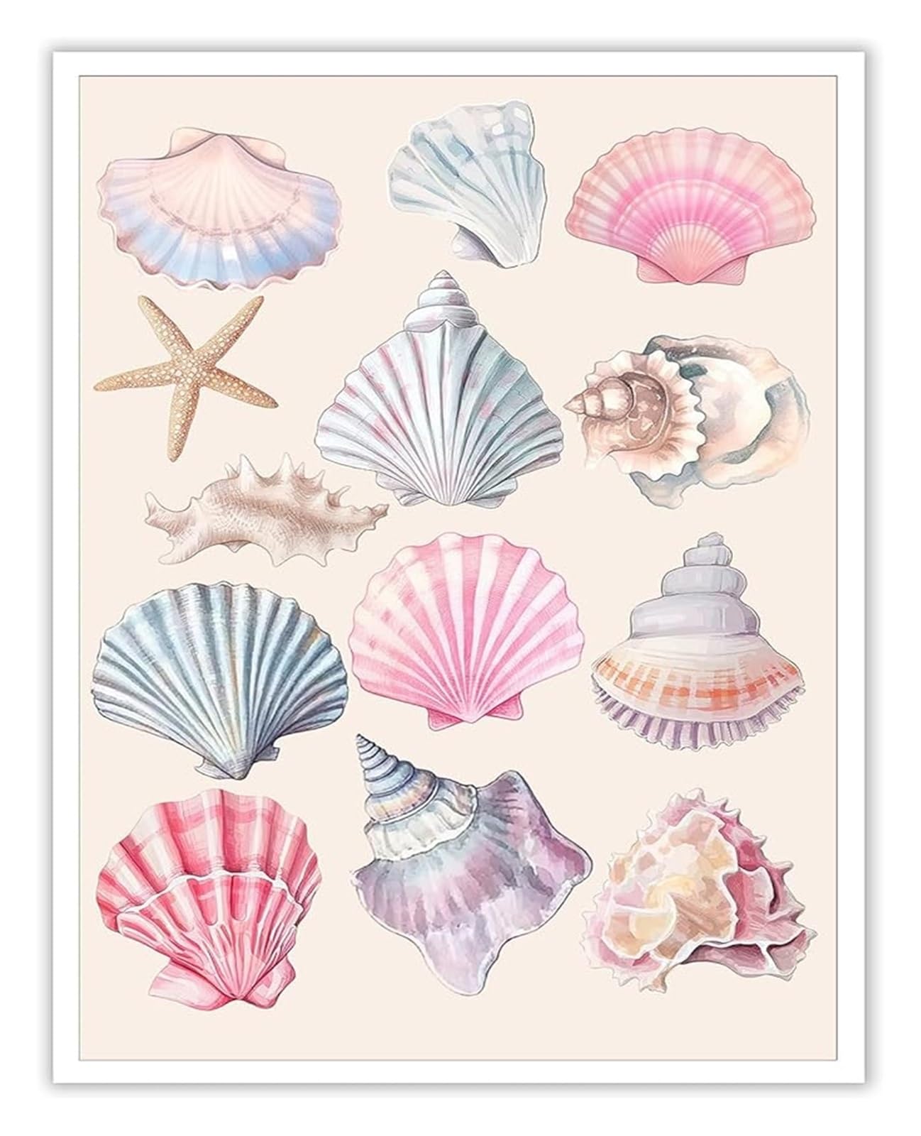 RNUMLIGH Shell Coastal Cowgirl Wall-Art, Funny Beachy Poster for Girls Room, Bathroom & Preppy Decor(Framed,08x12inch(20x30cm))