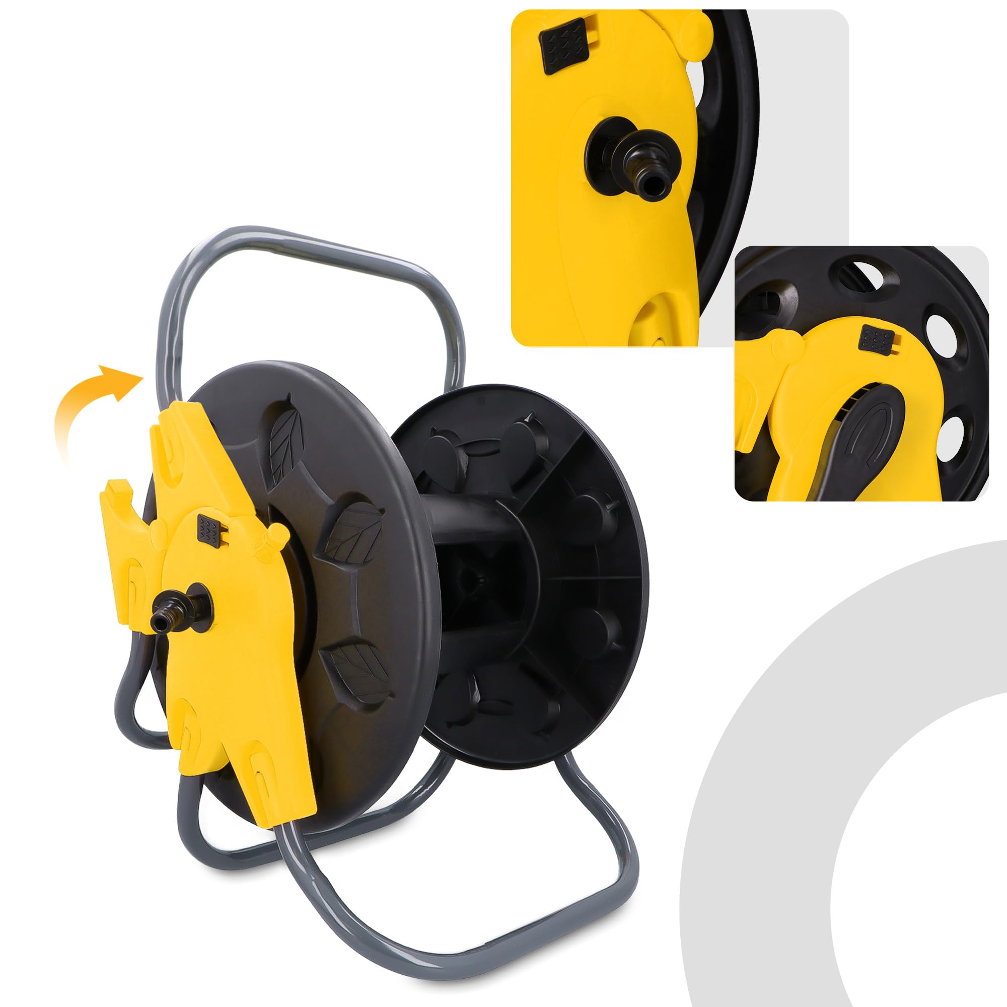 Carrete Carro Portamanguera Enrollador 60 m 1/2" Soporte Para Jardín Tambor Para Manguera Sistema Anti-Enredos Guía Estable Para Uso Exterior Riego No Enredado
