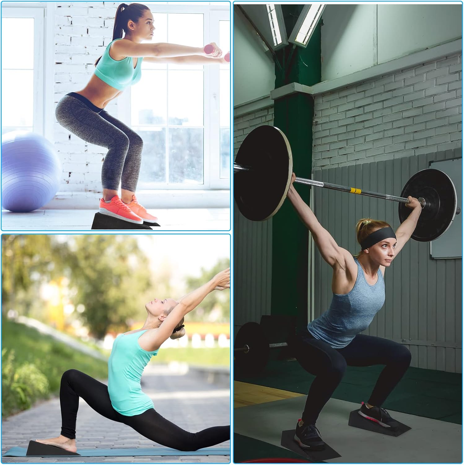 Squat Wedge Block - Slant Board for Squats Heel Elevated Calf Raise Block Yoga Foam Wedge Boost Strength Performance : Sports & Outdoors