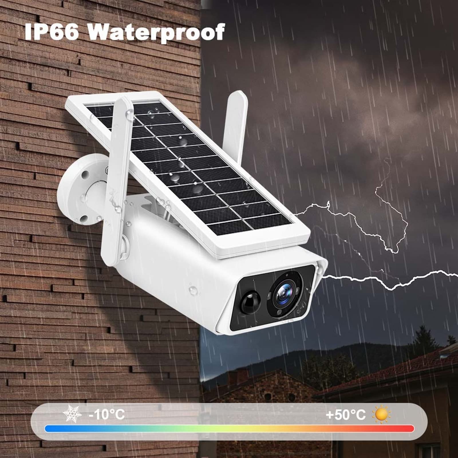 Telecamera Wifi Esterno, Telecamera solare da 4 MP Visione notturna for esterni Protezione di sicurezza Videosorveglianza CCTV Wireless PIR Detection Bullet Cams ,Sicurezza, Antifurto(4MP No Battery 1