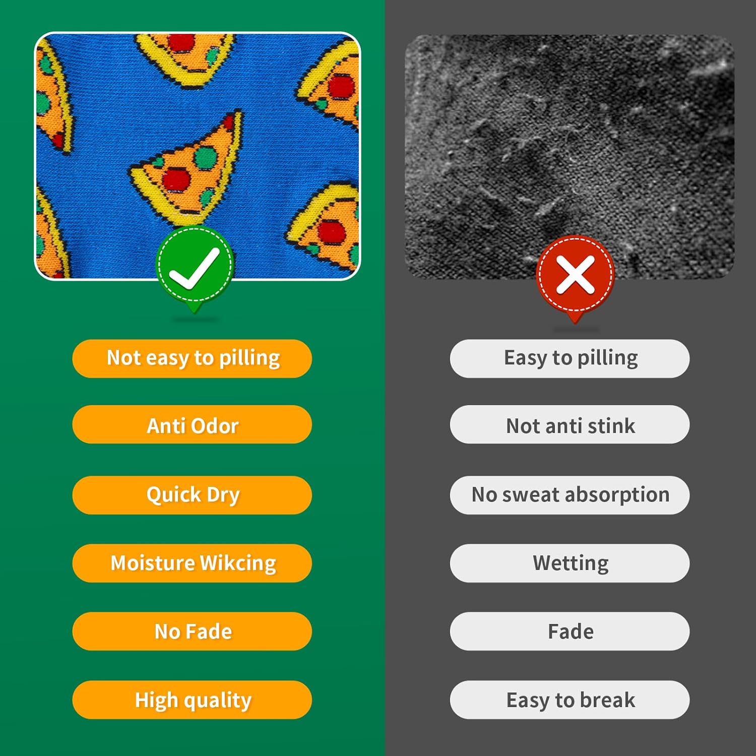 4 Pairs Mens Funny Dress Socks,Novelty Food Pattern Crazy Fun Design Sock,the preferred gift for family and friends. - Image 5