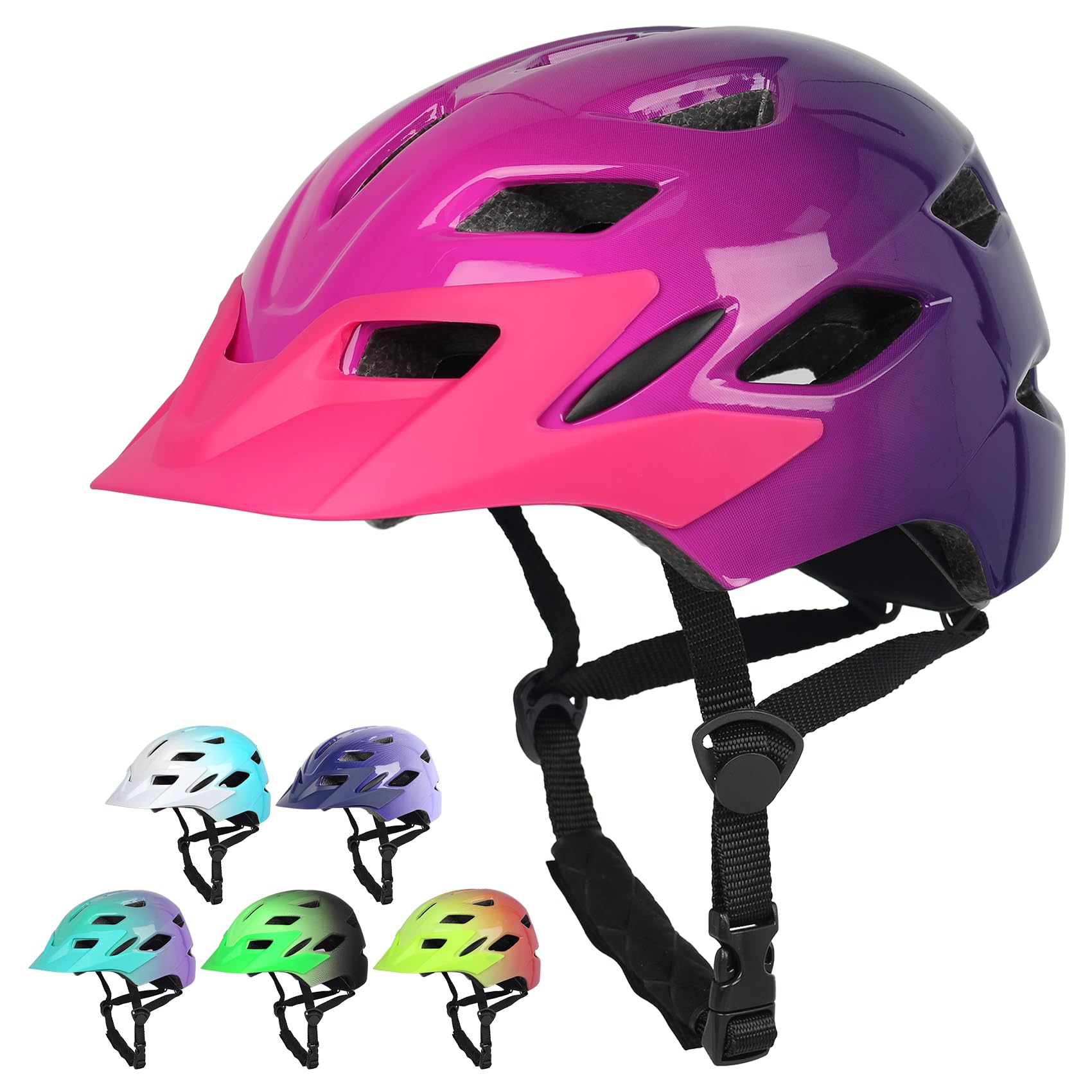 Kids Bike Helmet Bavilk Kids Boys Girls Bike Helmets with LED Light Detachable Visor Children Youth Teen Multi-Sport