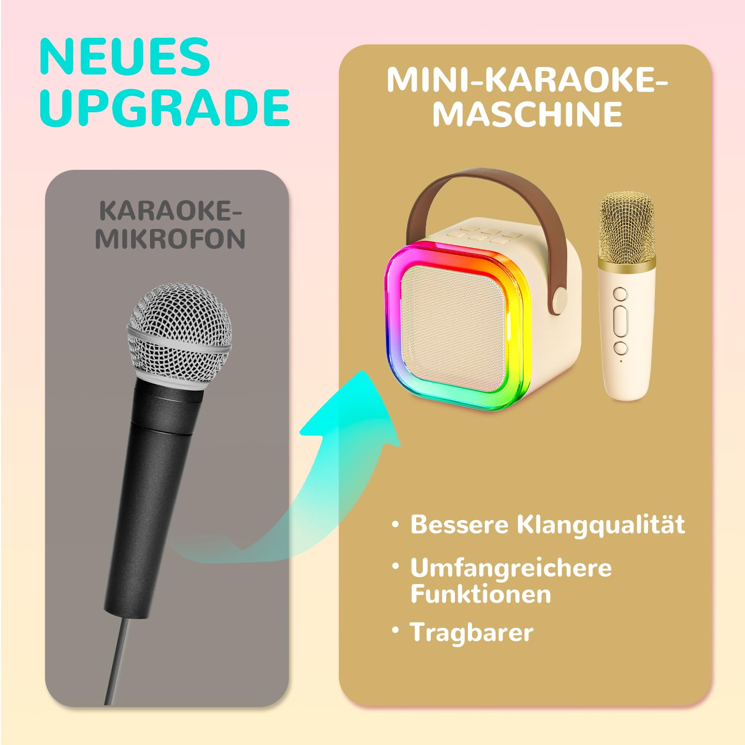 Kinder Karaoke Maschine mit Karaoke mikrofon Kinder: Wowstar Kinder Karaoke mit Mikrofon - Mini Karaoke Maschine - Tragbare Karaoke Set Box - GeburtstagsGeschenk für Mädchen, Jungen - Kinder Spielzeug