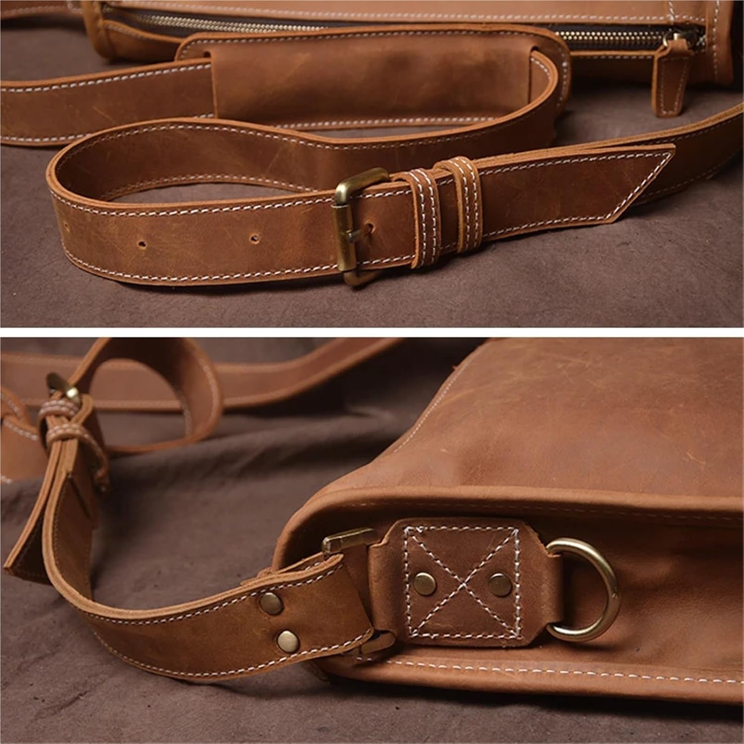 Briefcase Vintage Shoulder Bag Men's Genuine Leather Business Briefcase Simple Crossbody Messenger