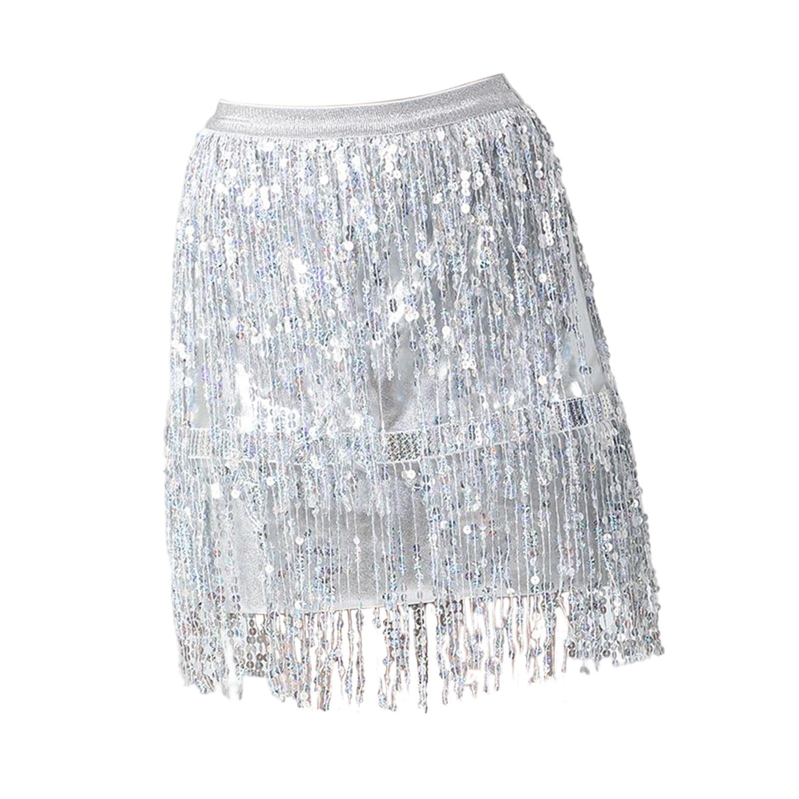 Jupe de danse orientale accessoires à franges sequins et polyester doux scène - 8