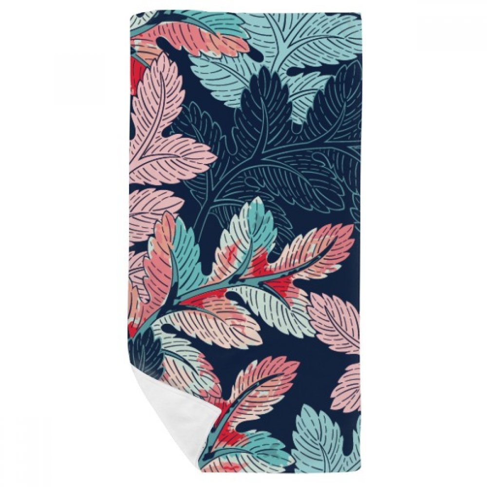 Serviette de bain douce 35x70cm anti-irritation motif art végétal